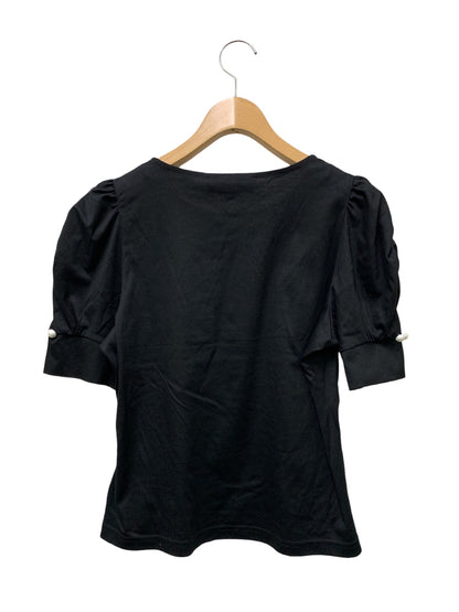 エムズグレイシー 615313 Tシャツ 40 ブラック 袖パール パフスリーブ ITUSSABOSMHI