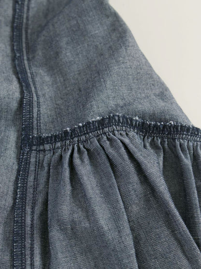 エムズグレイシー 421347 ワンピース 38 ネイビー デニム カメリアジップ ITGPW1LQ31O8