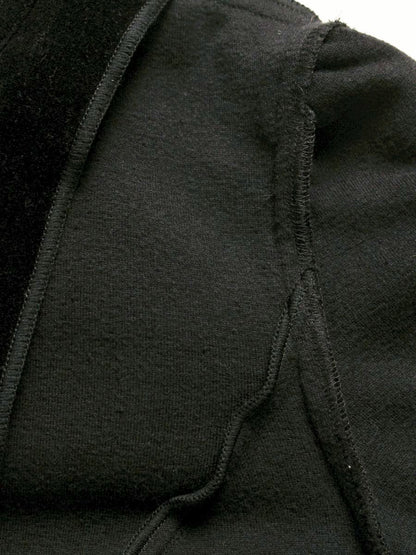 エムズグレイシー 014508 パーカー 38 ブラック フラワージップ フリル ベロア IT4WR1ILGB46