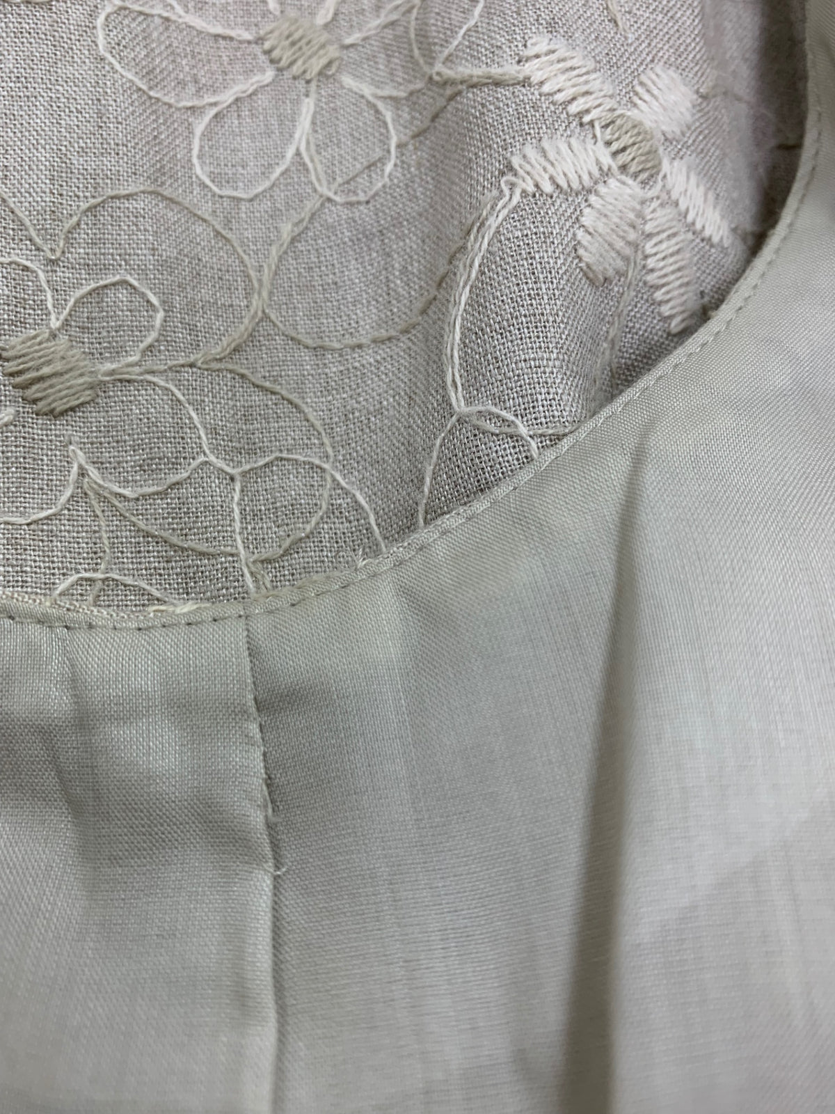 フォクシーブティック Dress Bloom 41264 ワンピース 42 ベージュ リネン 麻 フラワーモチーフ IT0J6BK0CSIK