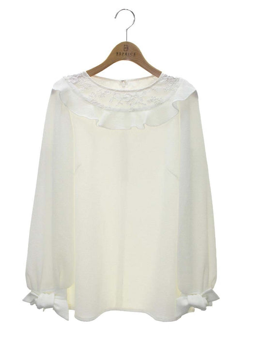 ルネ 6741040 カットソー 34 ホワイト フラワーモチーフ パフスリーブ リボン IT8G7WD5OOA9