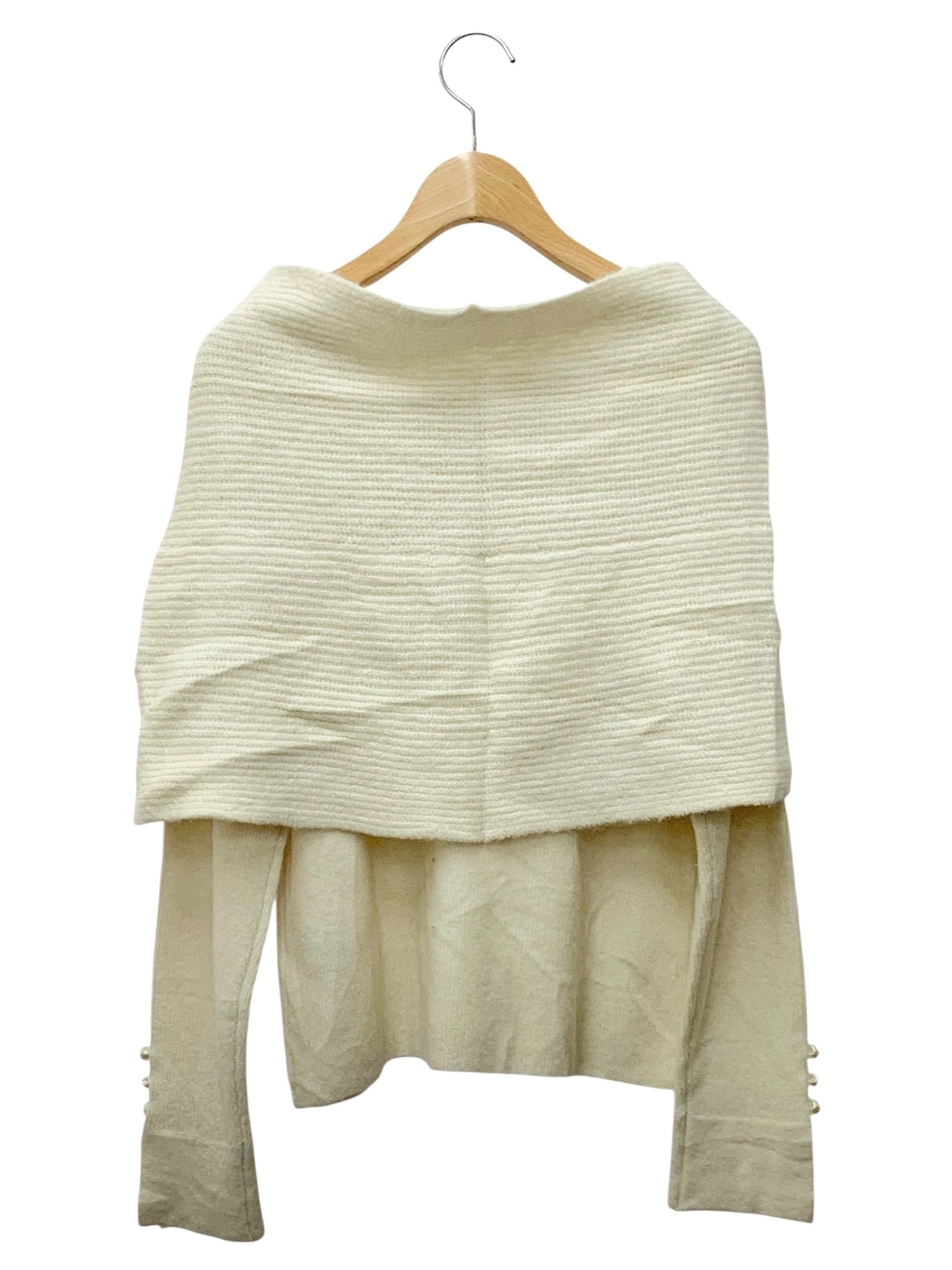 エムズグレイシー Off Shoulder Knit 818596 ニット 40 アイボリー ウール混 ITZ3ZZ984768 【SALE】