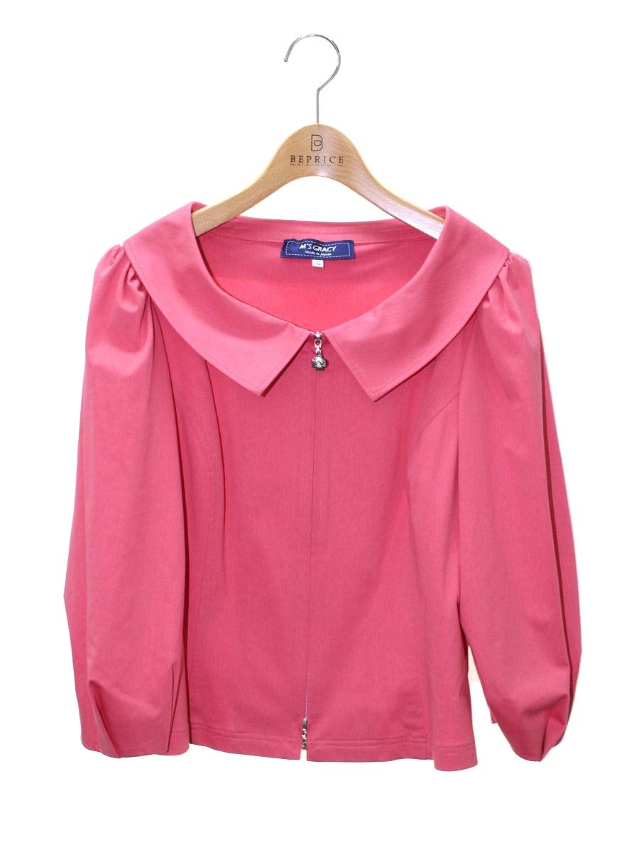 エムズグレイシー 314113 ジャケット 42 ピンク コットン カメリアジップ ITN5Q7RCIFIQ