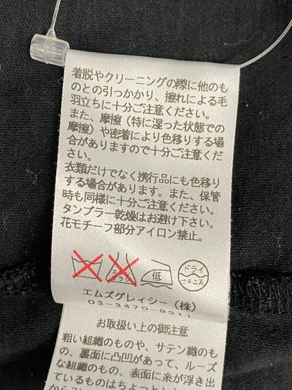 エムズグレイシー 125105 Tシャツ カットソー 38 ブラック ローズチュール リボン 切替 IT5RFX1UT2UT