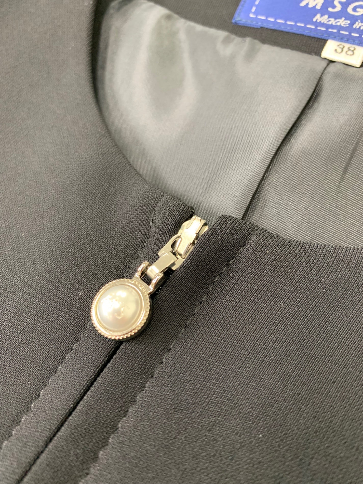 エムズグレイシー 414106 ノーカラージャケット 38 ブラック ティアード ITEV6LXH2XCG