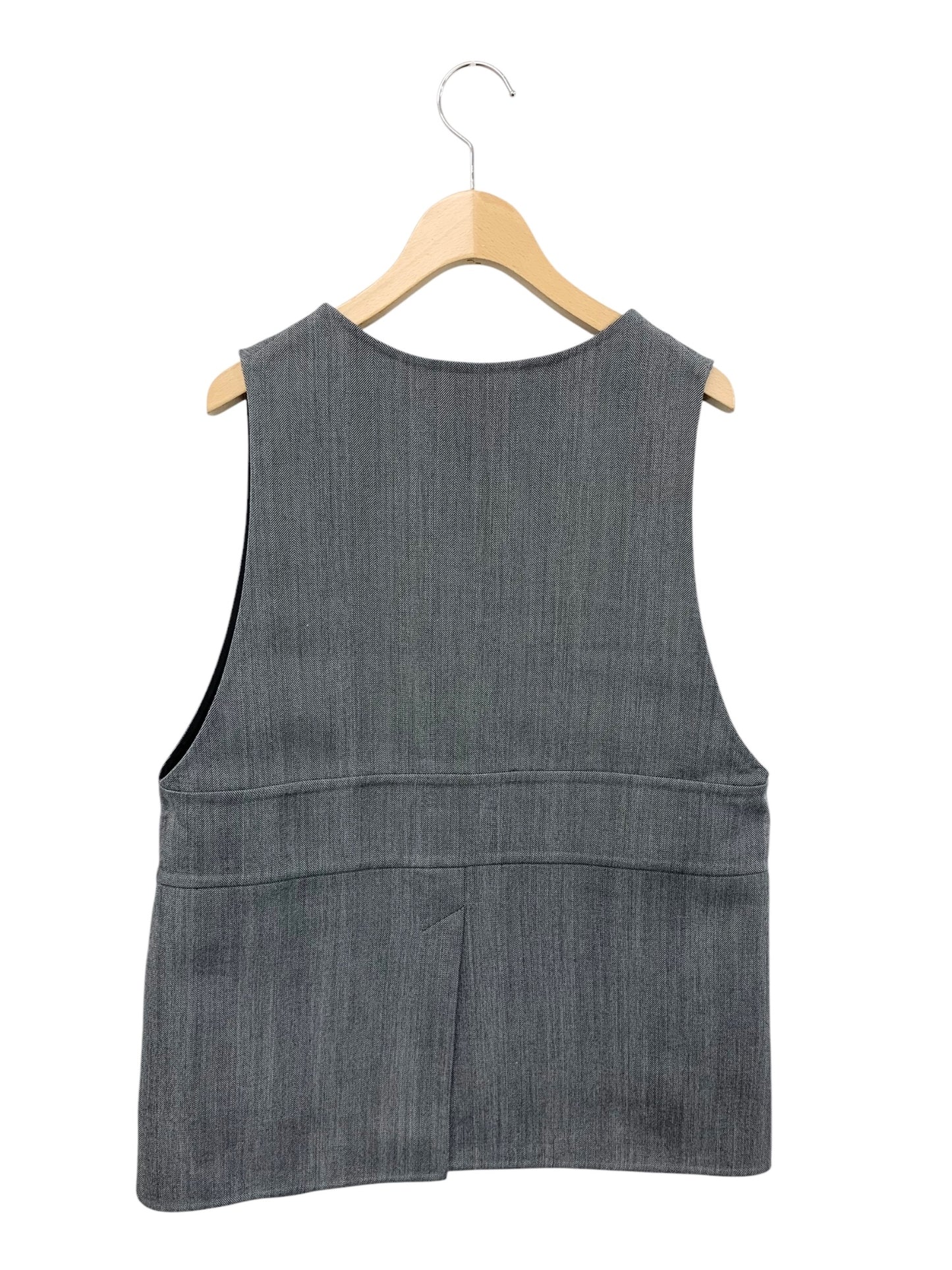 ドゥロワー FALL1 ヘリンボーンノースリーブVネックブラウス 6521-299-1248 ジレ 38 グレー ウール ヘリボーン ITWEN543BB1Q