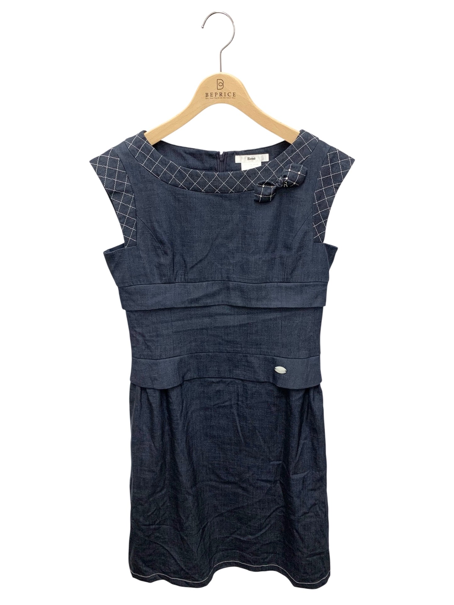 ルネ 6926240 ワンピース 38 ネイビー デニム風 ホワイトステッチ IT22YRLR9UWO