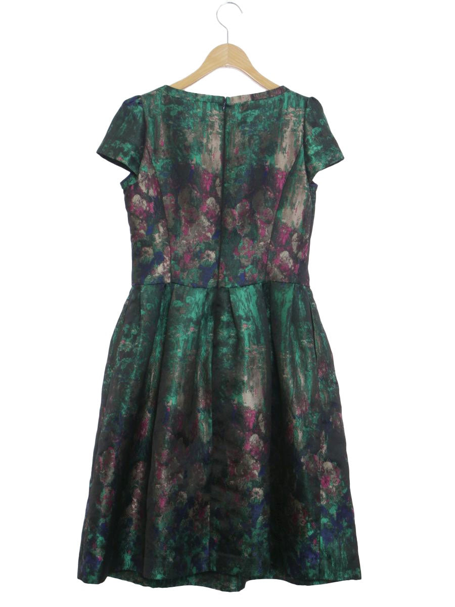 エムズグレイシー 011516 ワンピース 38 グリーン 絵画調 リボン ITGH6E2EPSPO