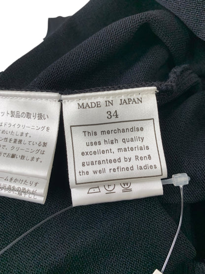 ルネ 6412120 ワンピース 34 ブラック ロゴプレート パール 異素材ミックス IT4FDRSEF222