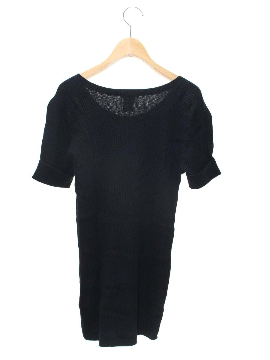 ラコステ AF2882 ニット 42 ブラック カシミヤ混 サイドボタン プレート ITM0DQ0L9HOC