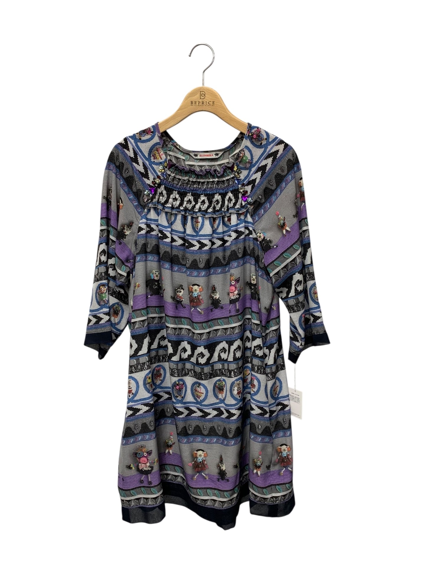 アルベロベロ 715872 ワンピース F グレー アニマルプリント ギャザー ITKAZFVBY4YH