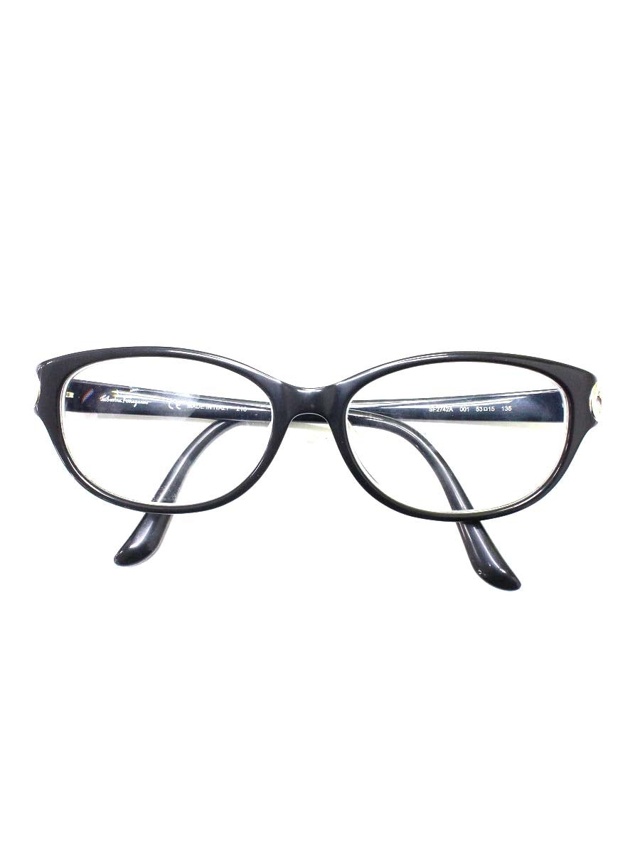 フェラガモ SF2742A メガネ 眼鏡 ブラック ガンチーニ オーバル フルリム セルフレーム ITS6A8EOOUZC 【SALE】