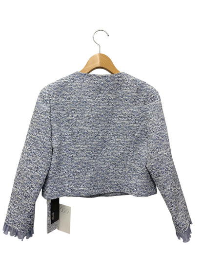 ルネ Jacket 6513350 34 ブルー ツイード フリル ノーカラー ITGCOMMK5J9A