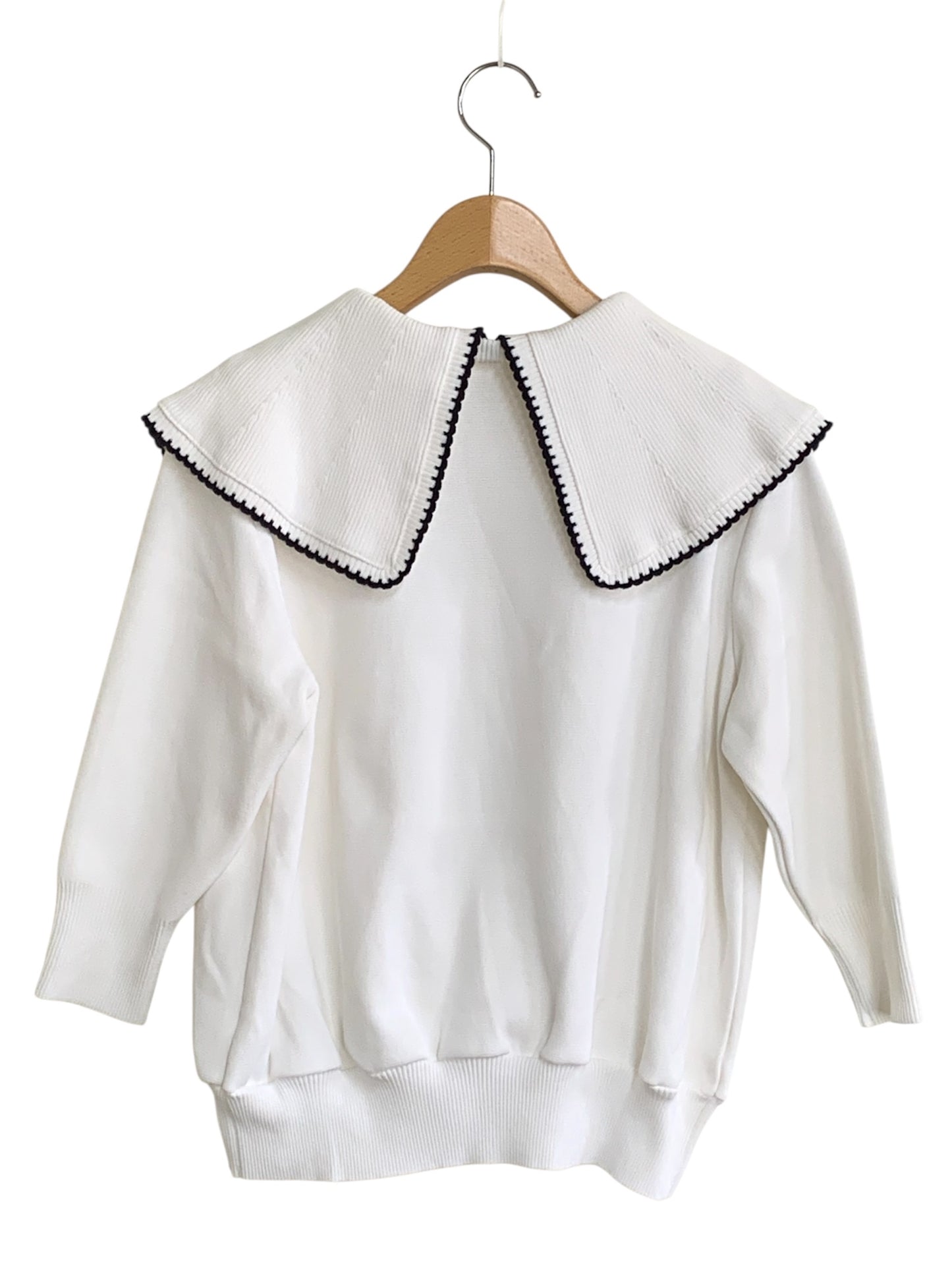 ヨリ コットン刺繍カラーニット YR31-24040SP ニット セーター F ホワイト ITLBVZ9KGZF4