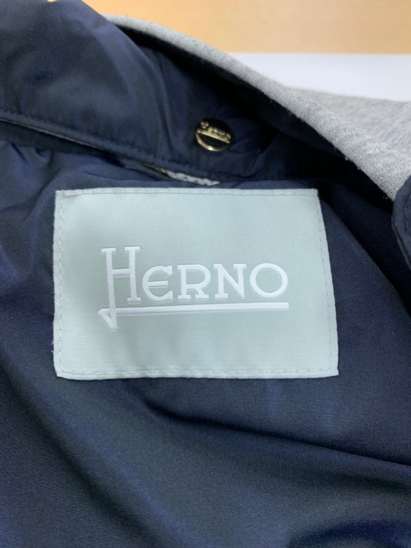 ヘルノ GC0018G コート 14A ネイビー 異素材ミックス フード 2way スウェット袖 ITMLD7U3LNYM