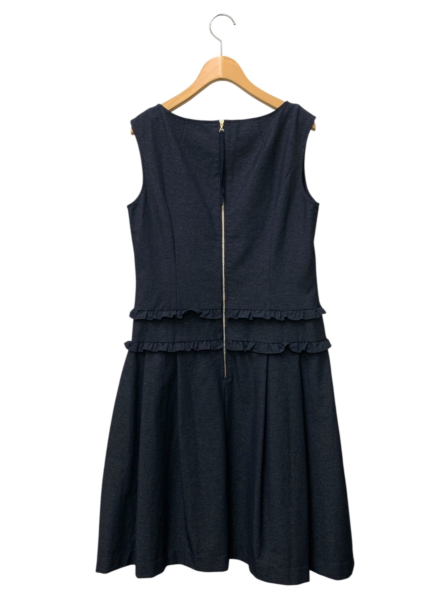 ルネ basic Denim Dress Double Frills 5826040 ワンピース 38 ネイビー デニム フリル ITQ9A0KAMDD4