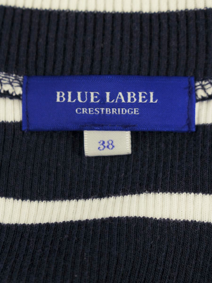 ブルーレーベルクレストブリッジ 55J76-575-25 ワンピース 38 ネイビー 切替 ニット ボーダー タックフレア ITOA3BW35185