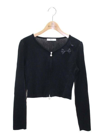 ルネ 6312810 カーディガン ボレロ 38 ブラック パールジップ リボン ITGTLQ1IK4WW