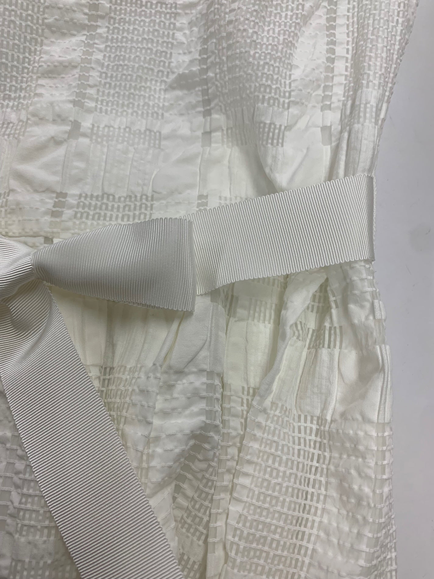 エムズグレイシー 411341 ワンピース 38 ホワイト シアー チェック 格子柄 ITLU90WKCW6P