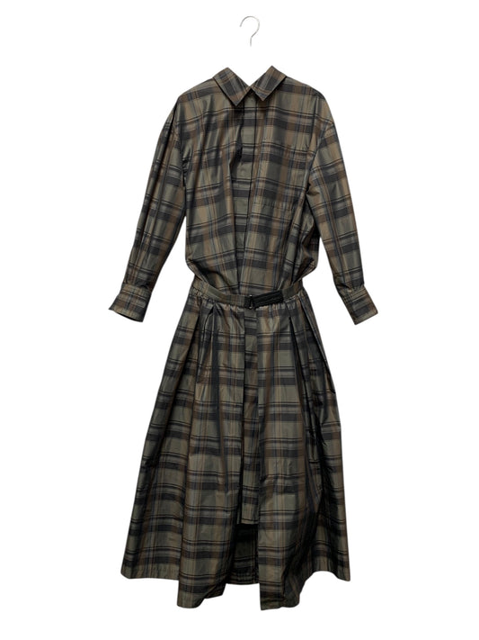 アドーア メモリークロス 531-3240018 ワンピース 38 ブラウン オーバースカート　チェック ITTXOCJ0A56E
