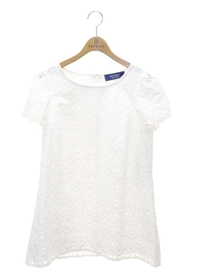 エムズグレイシー 720305 チュニック 38 ホワイト フラワーモチーフ カットワーク バックジップ ITIA966STKQO