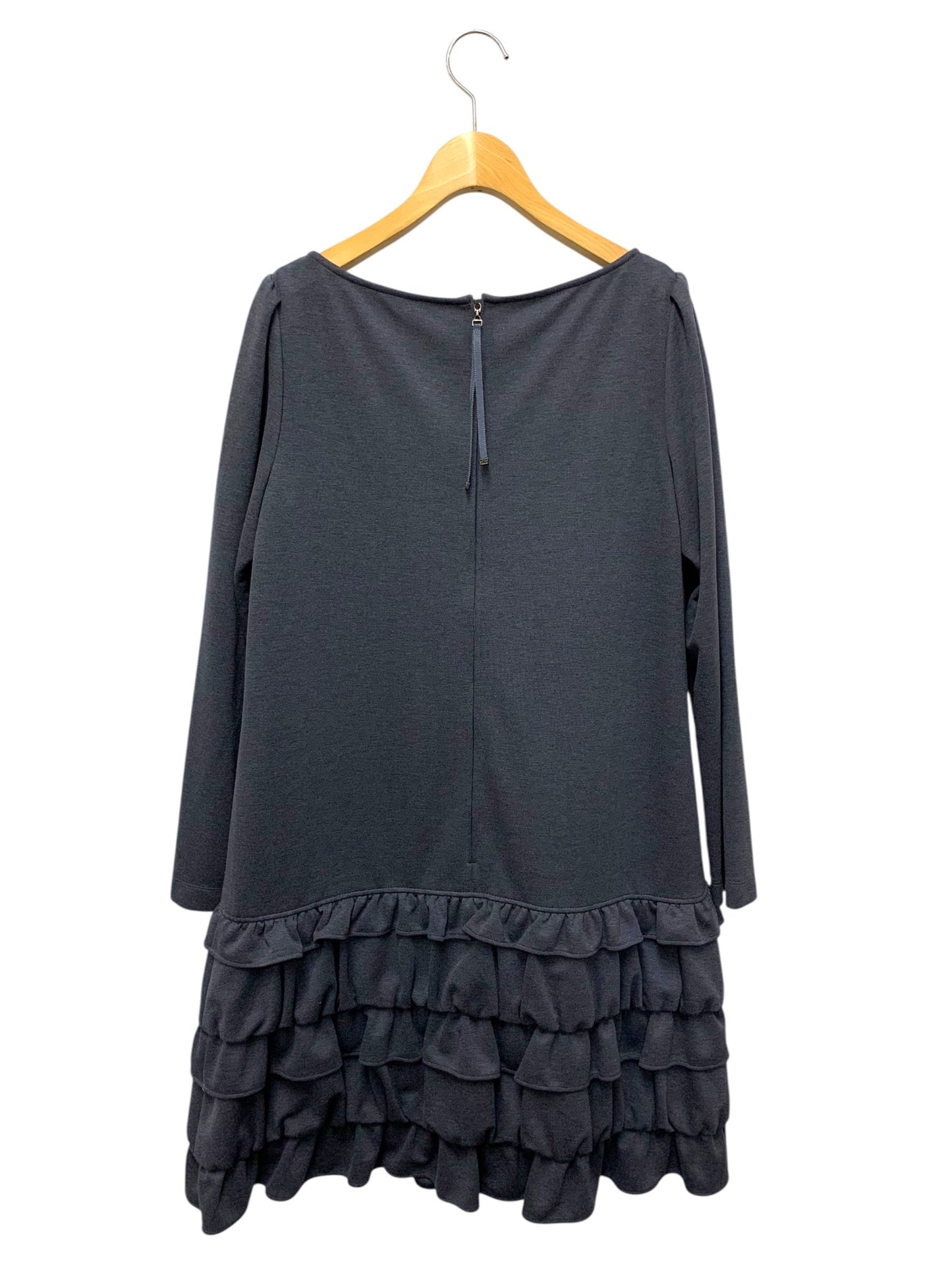 ルネ リミテッドエディション 5947280 ワンピース 38 ネイビー ワンポイント ロゴ フリルバックジップ ITV43TQY414K