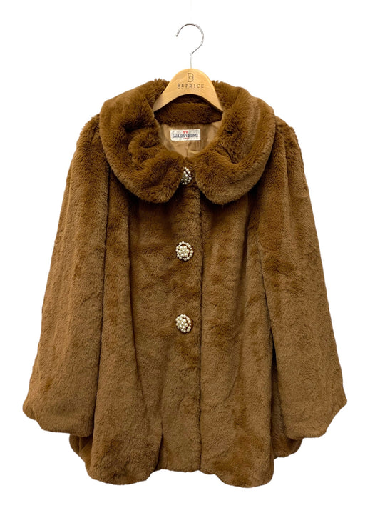 ギャラリービスコンティ 1383381 ショートコート 3 ブラウン フェイクファー パールボタン IT5AWR2PEX8C
