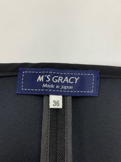 エムズグレイシー 411511 ジャンパースカート 36 ブラック ボンディング リボン フロントジップ ITST6LQR9C26