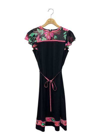レオナールファッション 0130260 ワンピース 38 ブラック フラワー シースルー IT8GL8PRB1L0