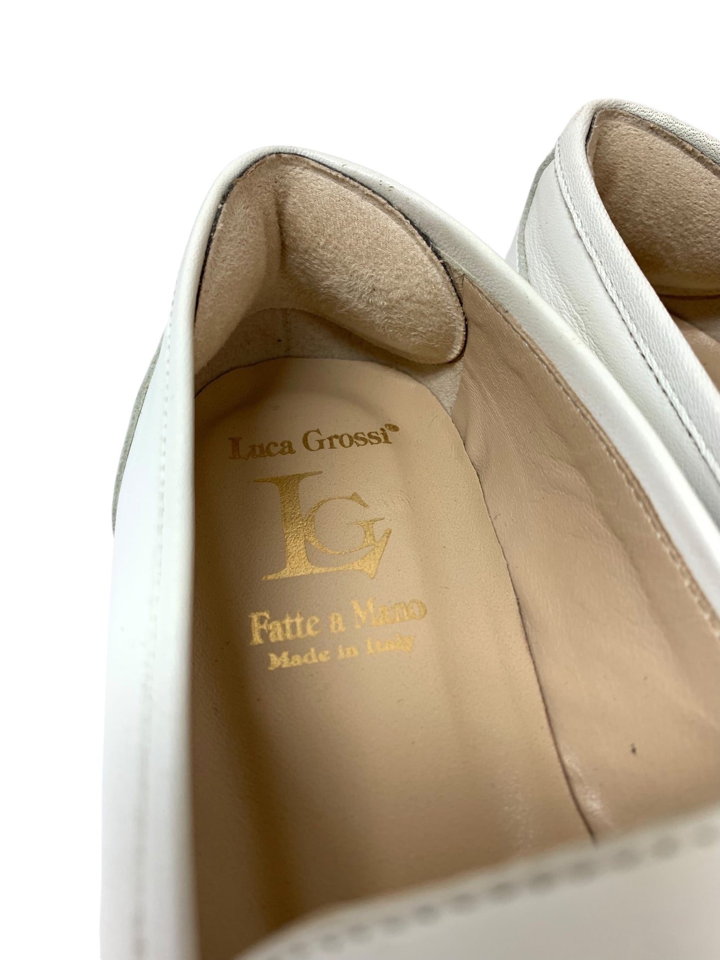 ルカグロッシ ローファー 35 1/2 ホワイト チェーンビット ウッド ITB9FQR7VK8M 【SALE】