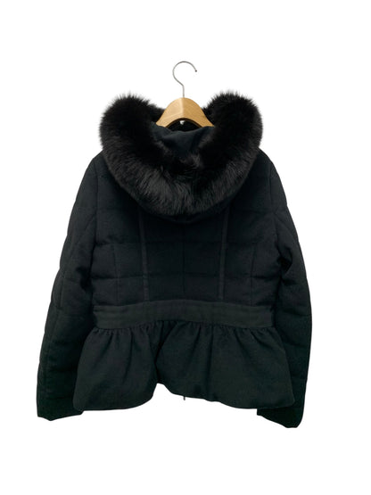 ルネ 6738740 ダウンジャケット 38 ブラック フード フォックスファー ウール IT75AHEYPK22