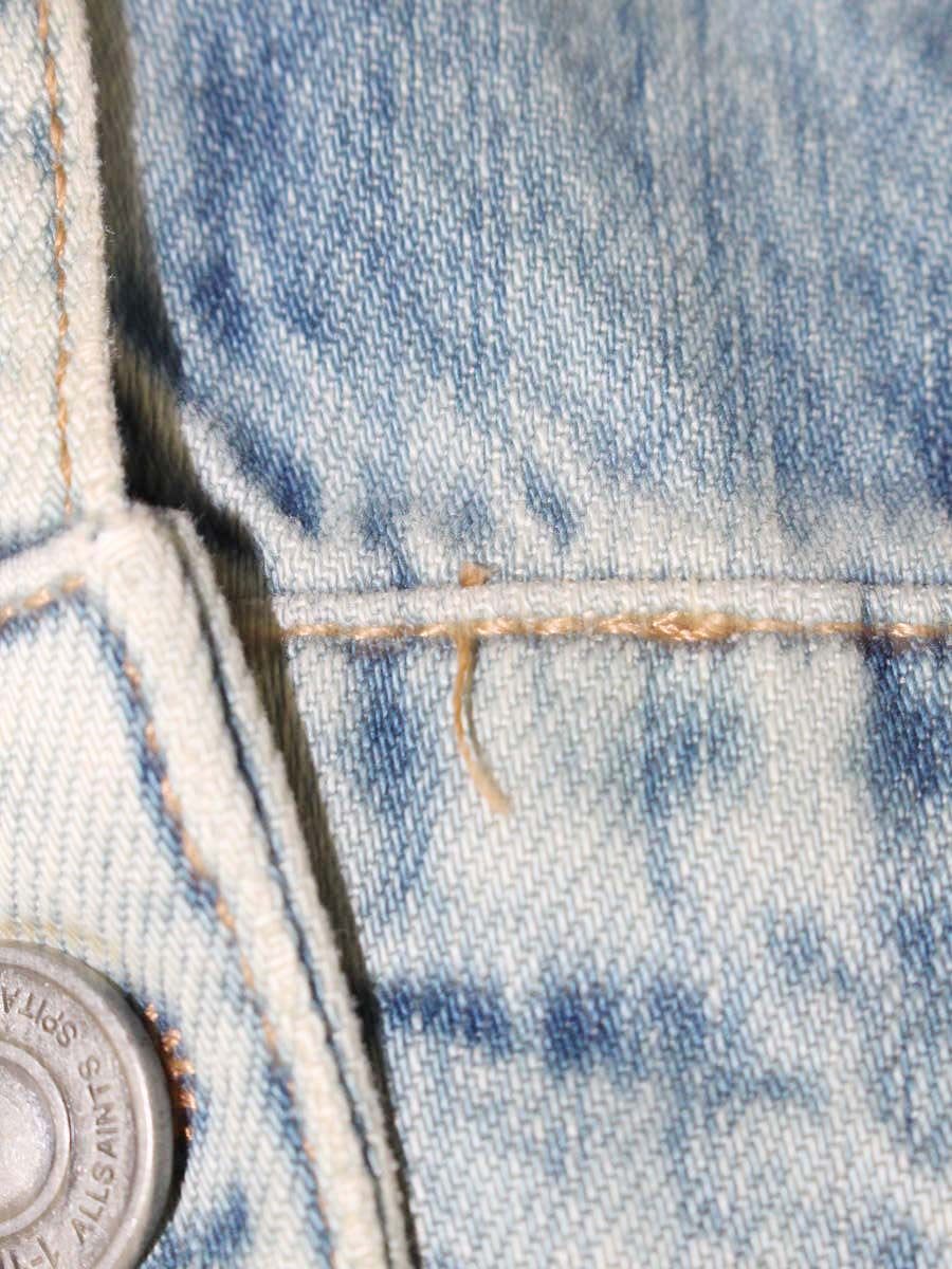 オールセインツ 192161R デニムジャケット XS ブルー ダメージ加工 刺繍 ITXZVE2QPUMS