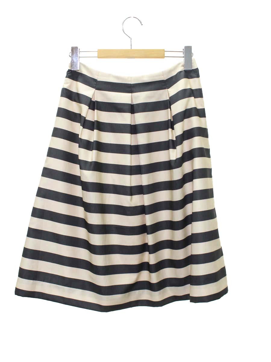 エムズグレイシー 817125 スカート 40 ベージュ カメリアプリント ボーダー IT5580DI174R