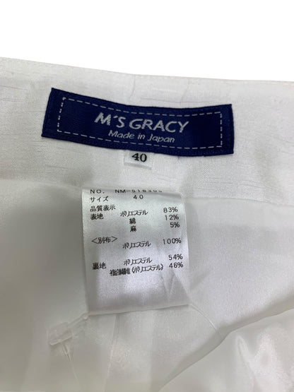 エムズグレイシー 516305 パンツ 40 ホワイト ワイド IT043QV9G6X0