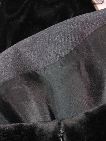 エムズグレイシー 721717 ワンピース 42 ブラック ベロア 花 ITALXVXWV5VV