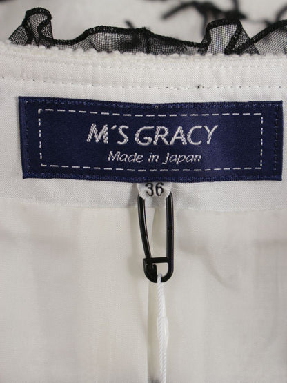 エムズグレイシー 014101 ジャケット 36 ホワイト リボン ボーダー ITO83OQ7FEKG