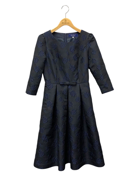 エムズグレイシー 411606 ワンピース 36 ネイビー バラ リボン ITGZ0BIFMJ8C