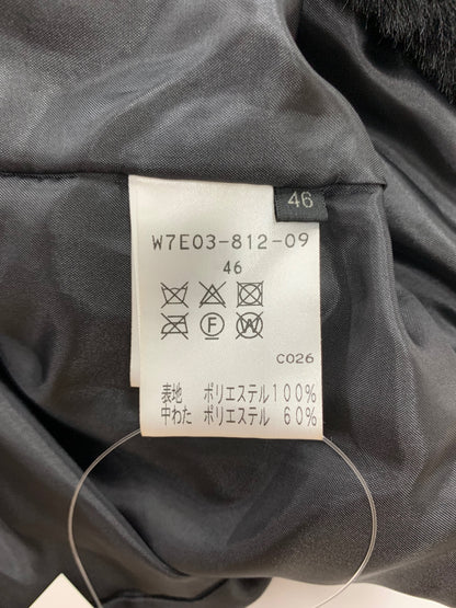 トゥービーシック エコファーコンビタフタベスト  W7E03-812-09 46 ブラック ロング レッキスラビット ファー ダブルジップ リボン ITK4R91D5WFF