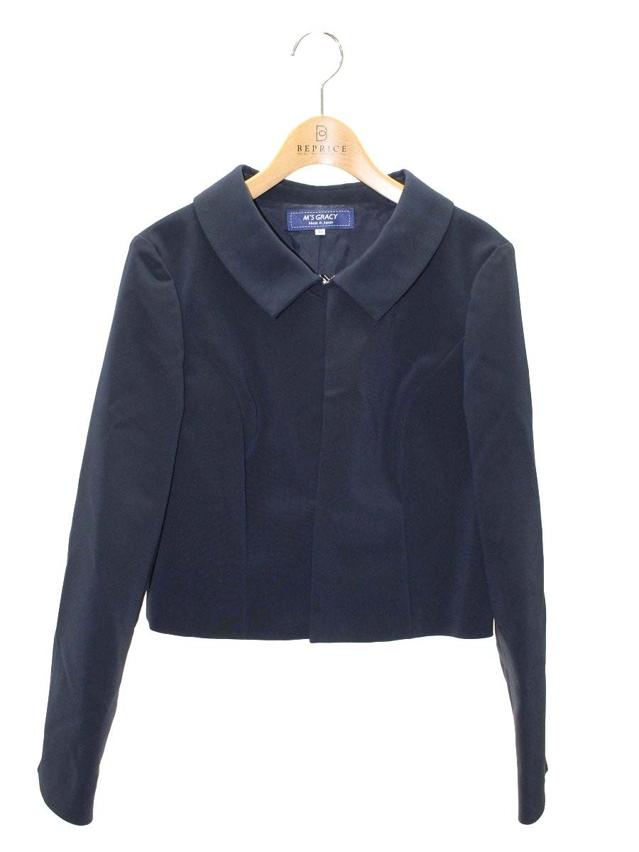 エムズグレイシー 914502 ジャケット 40 ネイビー 衿付き ITWMSURYWGBE