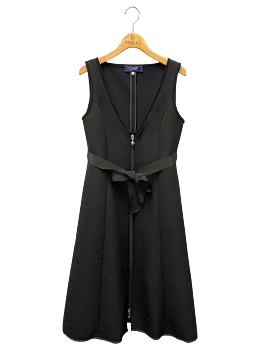 エムズグレイシー 411511 ジャンパースカート 36 ブラック ボンディング リボン フロントジップ ITST6LQR9C26