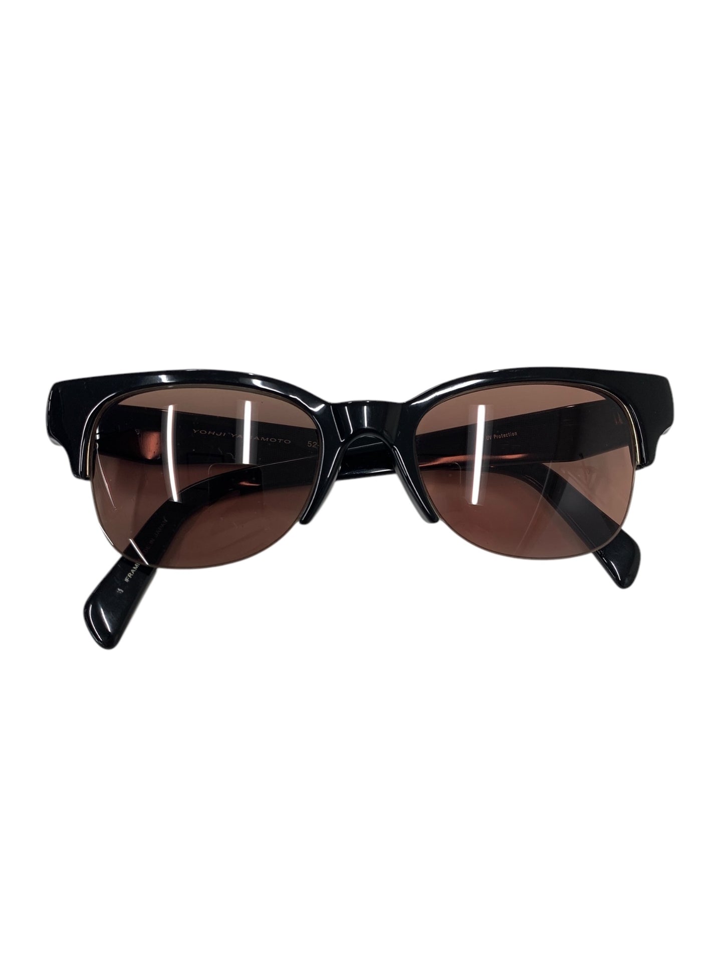 ヨウジヤマモト 52-4002 サングラス ブラック セルフレーム ハーフリム（ナイロール）ボストン ITU29897TZRE