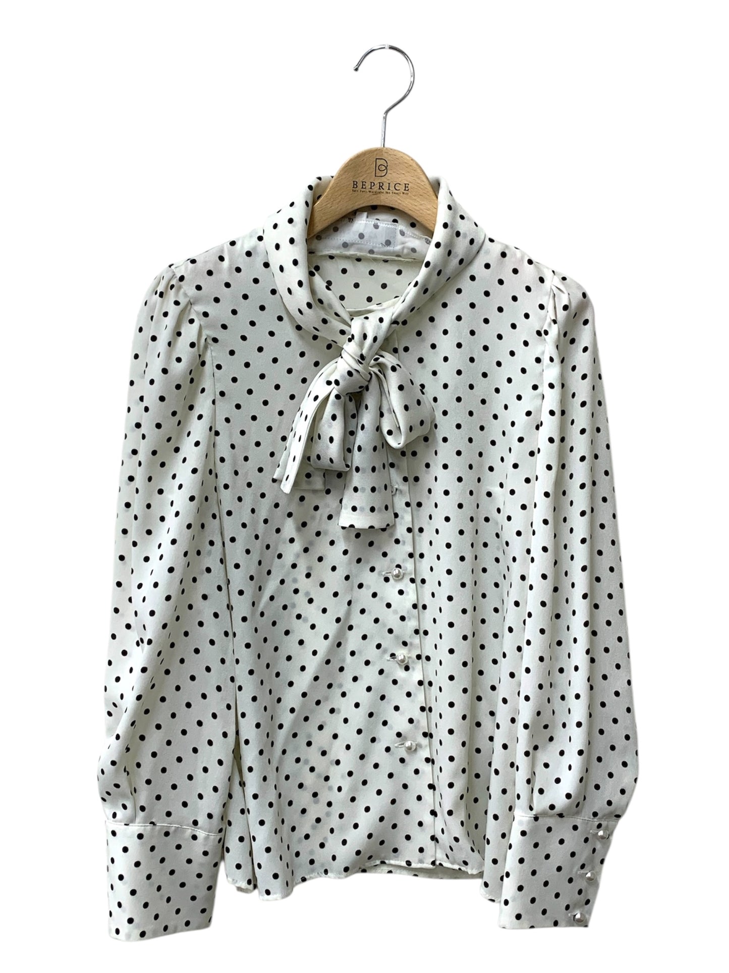 エムズグレイシー 810504 ブラウス 40 ホワイト ドット 水玉 パールボタン ITNFK39Y4J1C