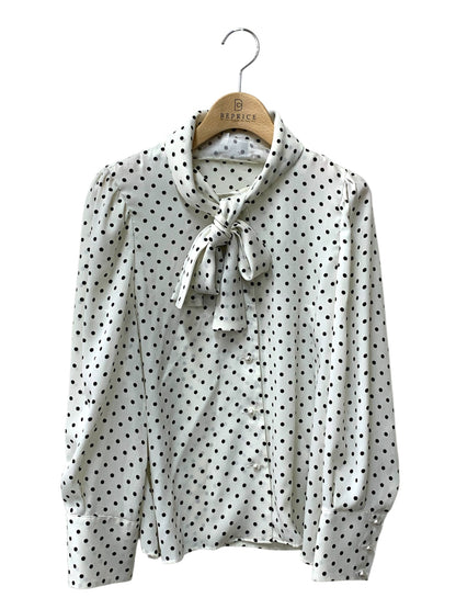 エムズグレイシー 810504 ブラウス 40 ホワイト ドット 水玉 パールボタン ITNFK39Y4J1C