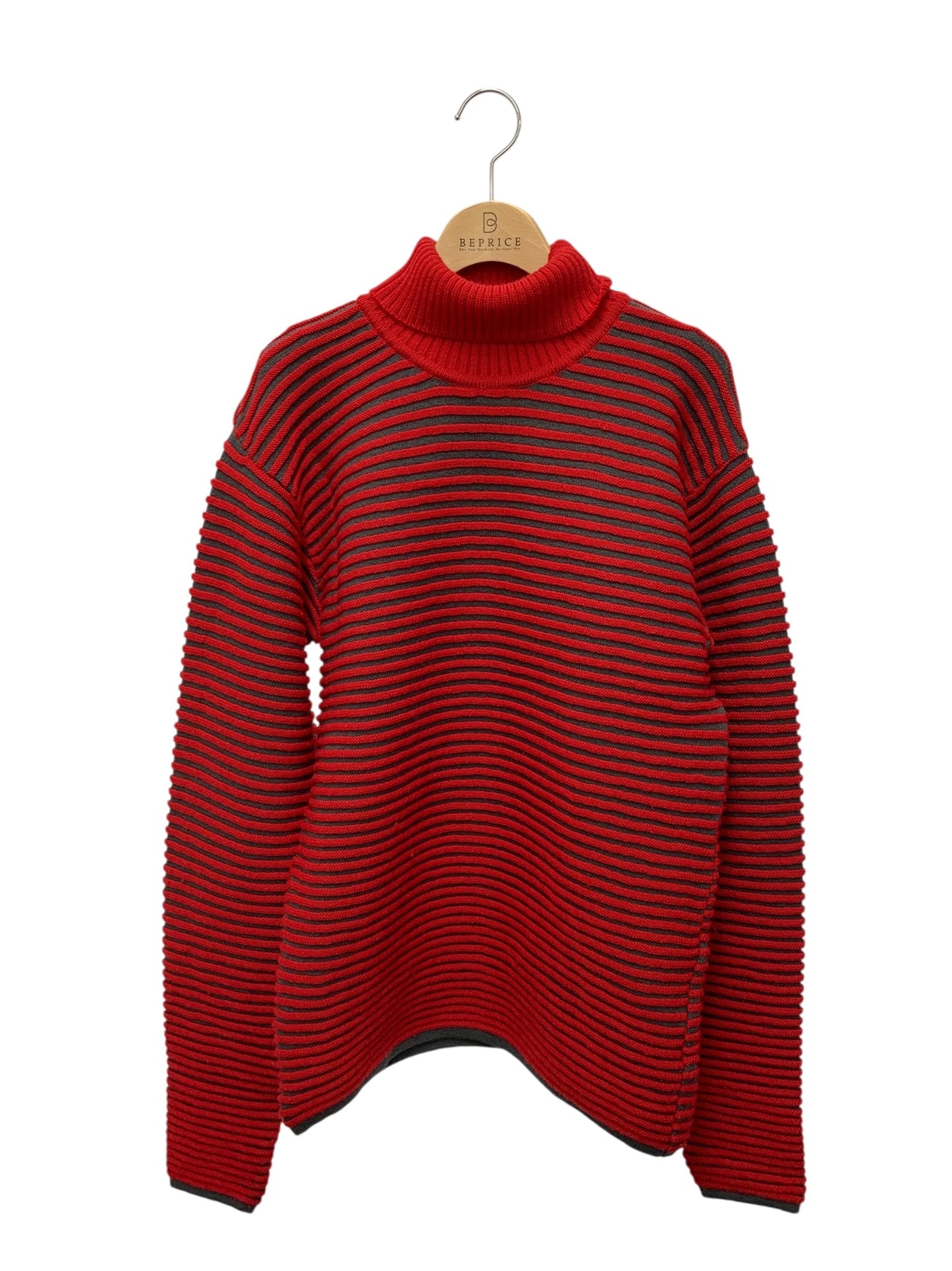 イッセイミヤケメン ME63KN026 タートルネックニット L レッド パイピング 銀タグ IT81VQ6KCOAH 【SALE】