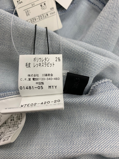 トゥービーシック W7E02-420-20 デニムジャケット 46 ブルー ボレロ レッキスラビット ファー ゴールドボタン 2way ITASOHAKLMZC