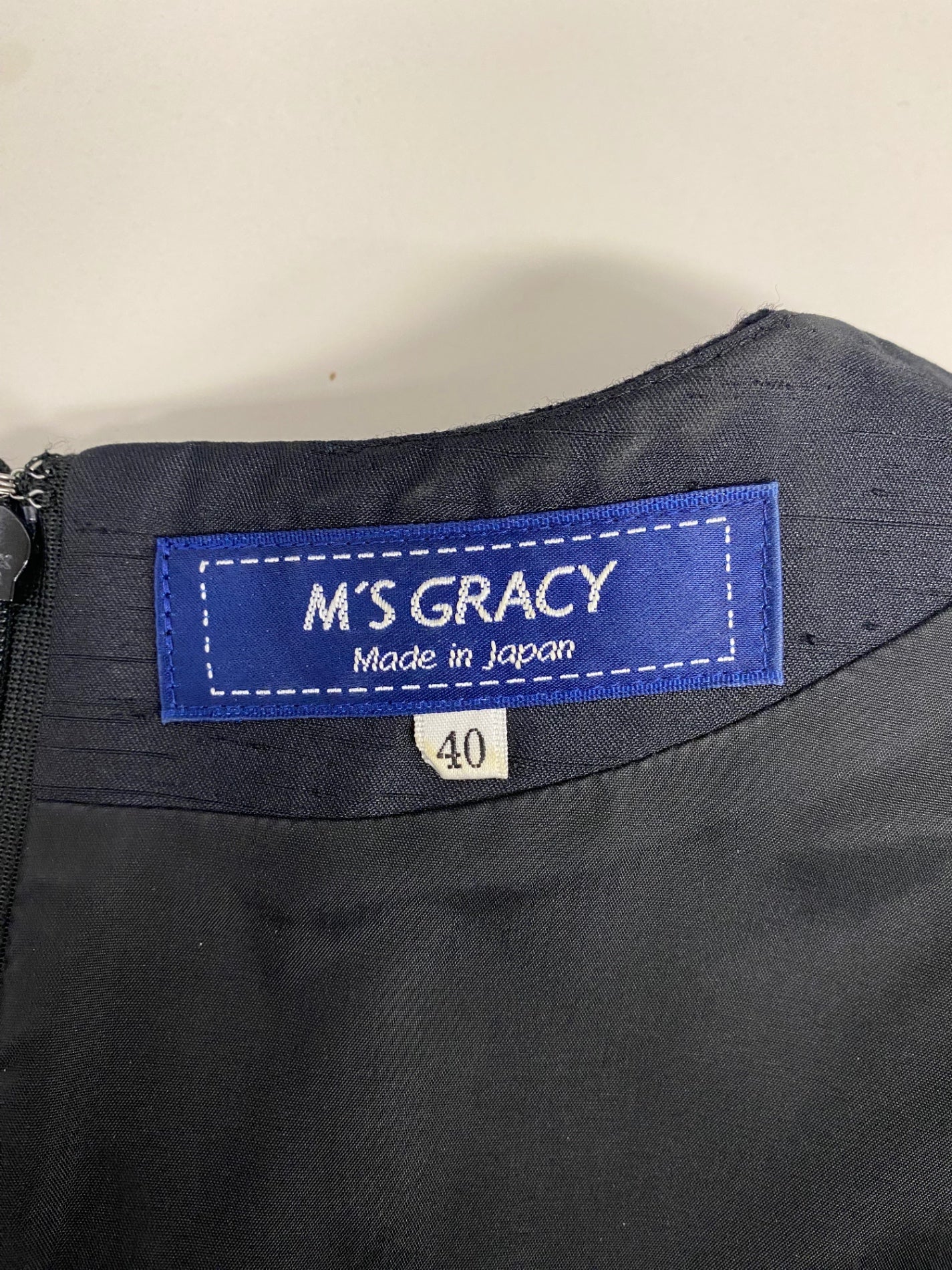 エムズグレイシー 011539 ワンピース 40 ブラック ステッチ ウール リボン IT3284FBDC2K