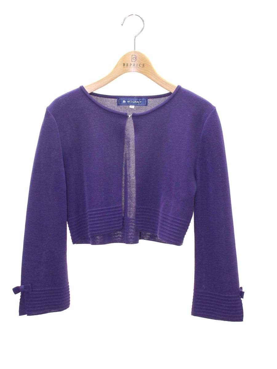 エムズグレイシー 428505 ボレロ 38 パープル カーディガン 袖リボン ITW7EH1Z6YHJ