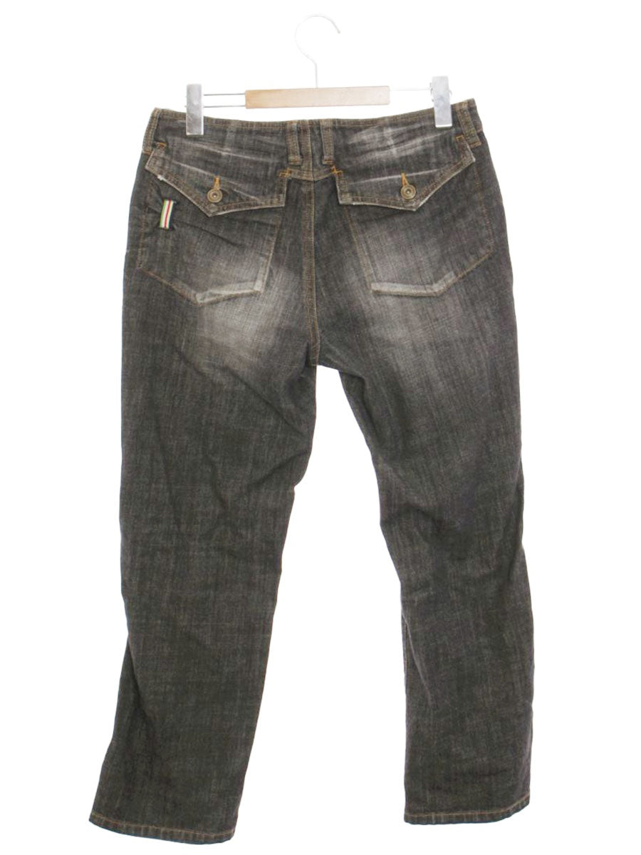 アルベロベロ 118481 デニムパンツ M ブラック ダメージ加工 クロップド ITF2N3GAJQPS