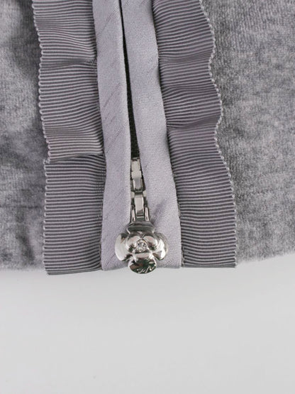 エムズグレイシー 014508 パーカー 40 グレー ジップアップ フリル ITPKWQVRA3JU