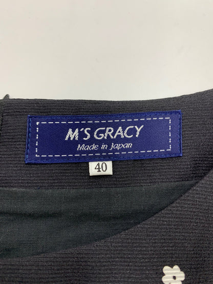 エムズグレイシー 211309 ワンピース 40 ブラック グログラン素材小花柄 IT3G3IZ887HS